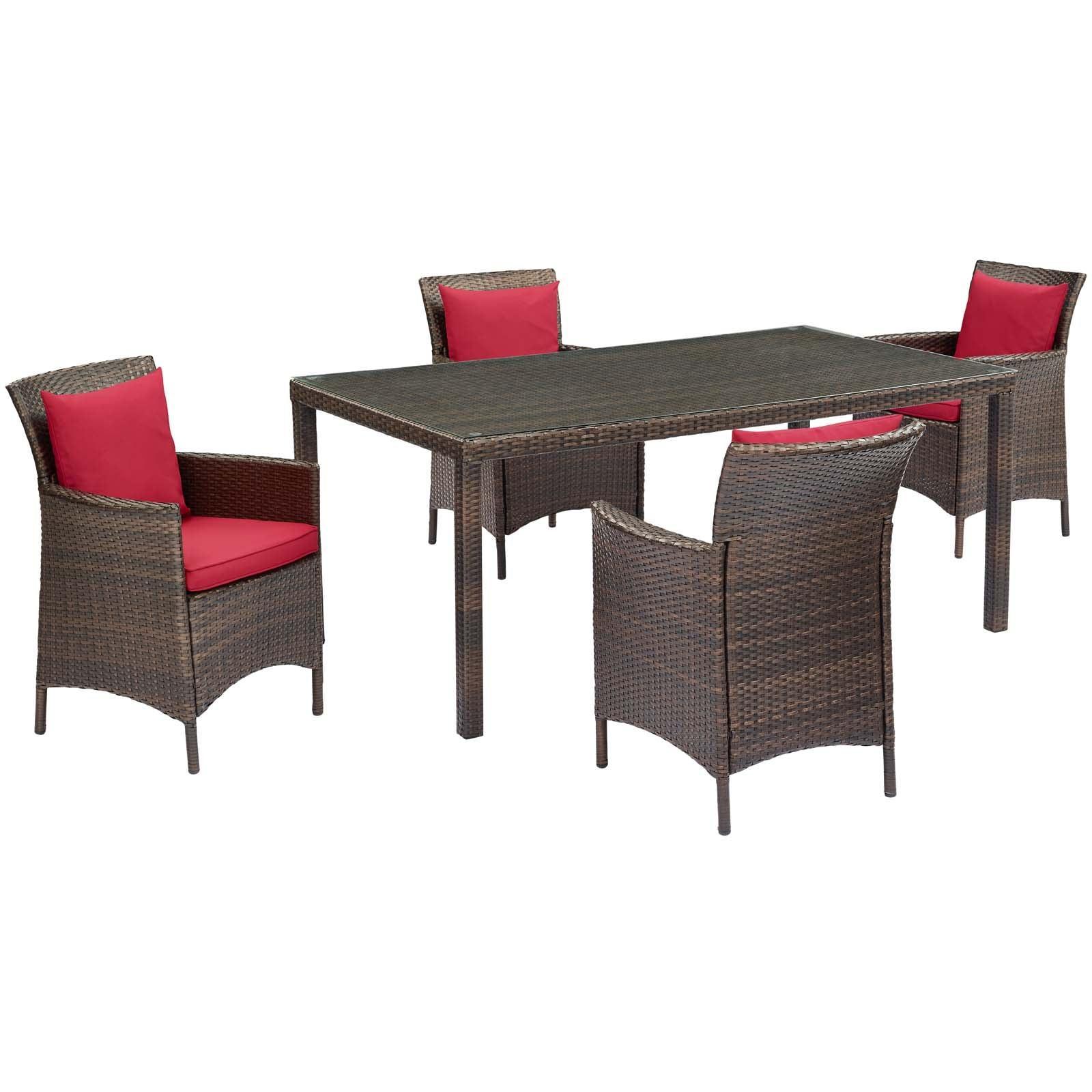 Modway Conduit 5 Piece Outdoor Patio Wicker Rattan Set, EEI-3892 FredCo
