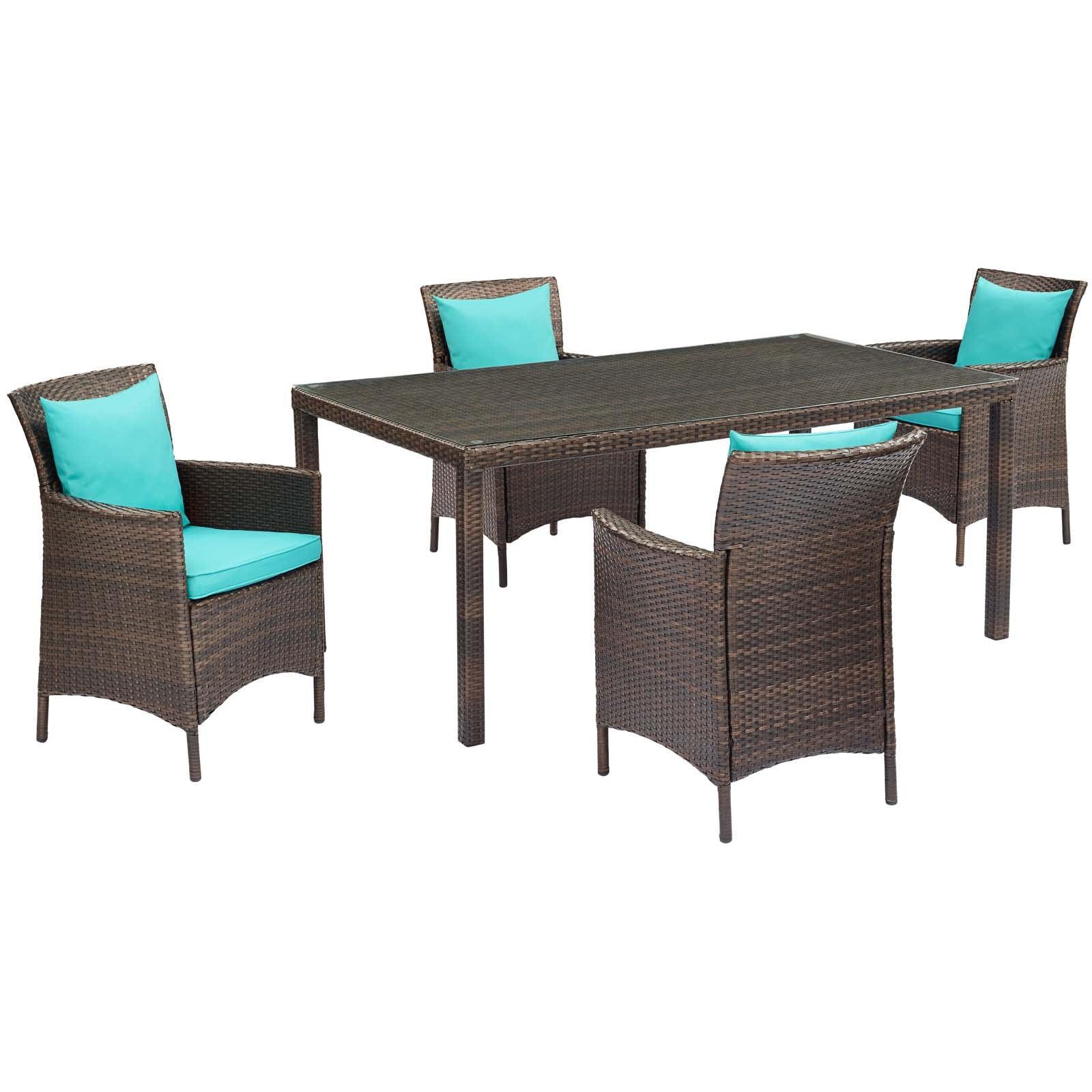 Modway Conduit 5 Piece Outdoor Patio Wicker Rattan Set, EEI-3892 FredCo
