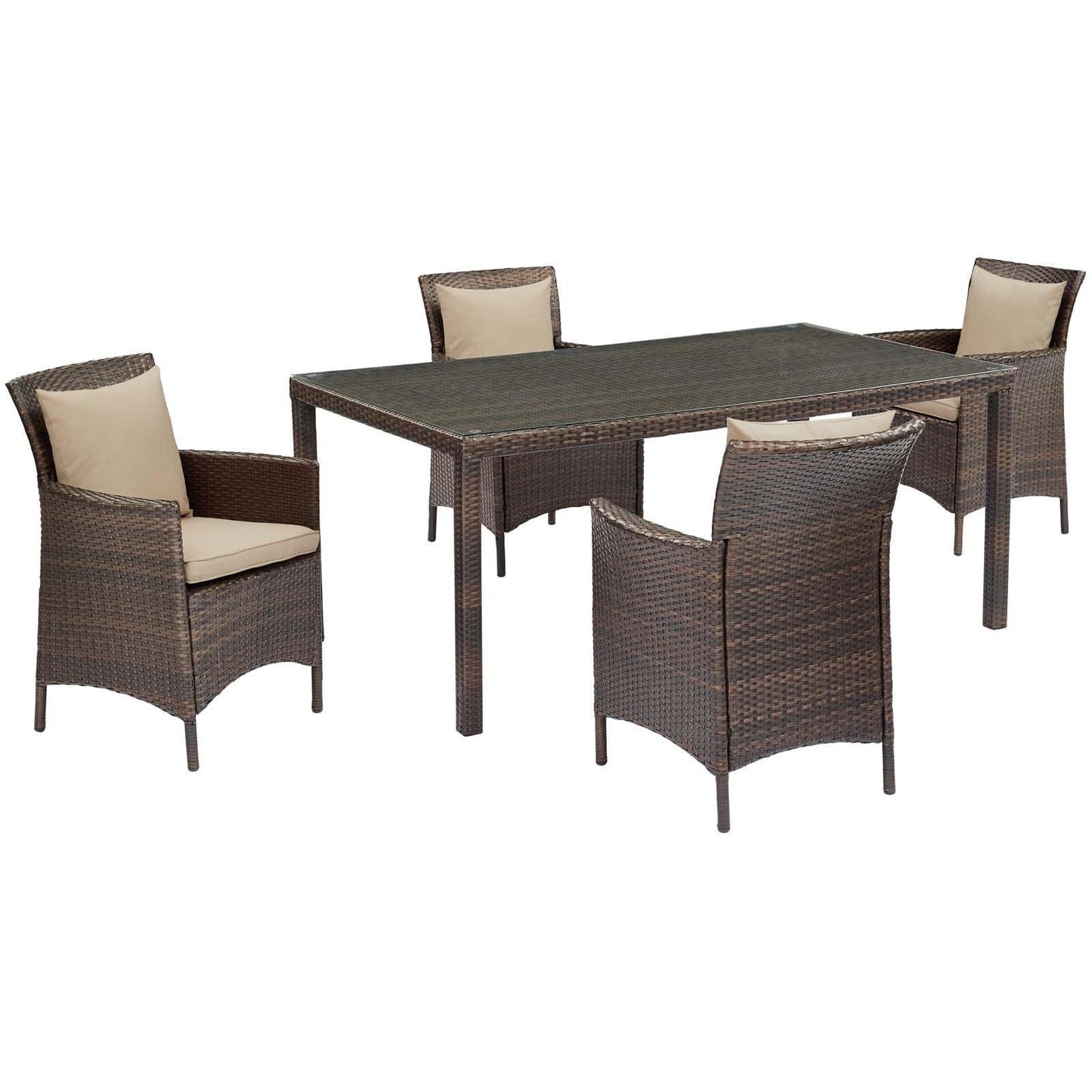 Modway Conduit 5 Piece Outdoor Patio Wicker Rattan Set, EEI-3892 FredCo