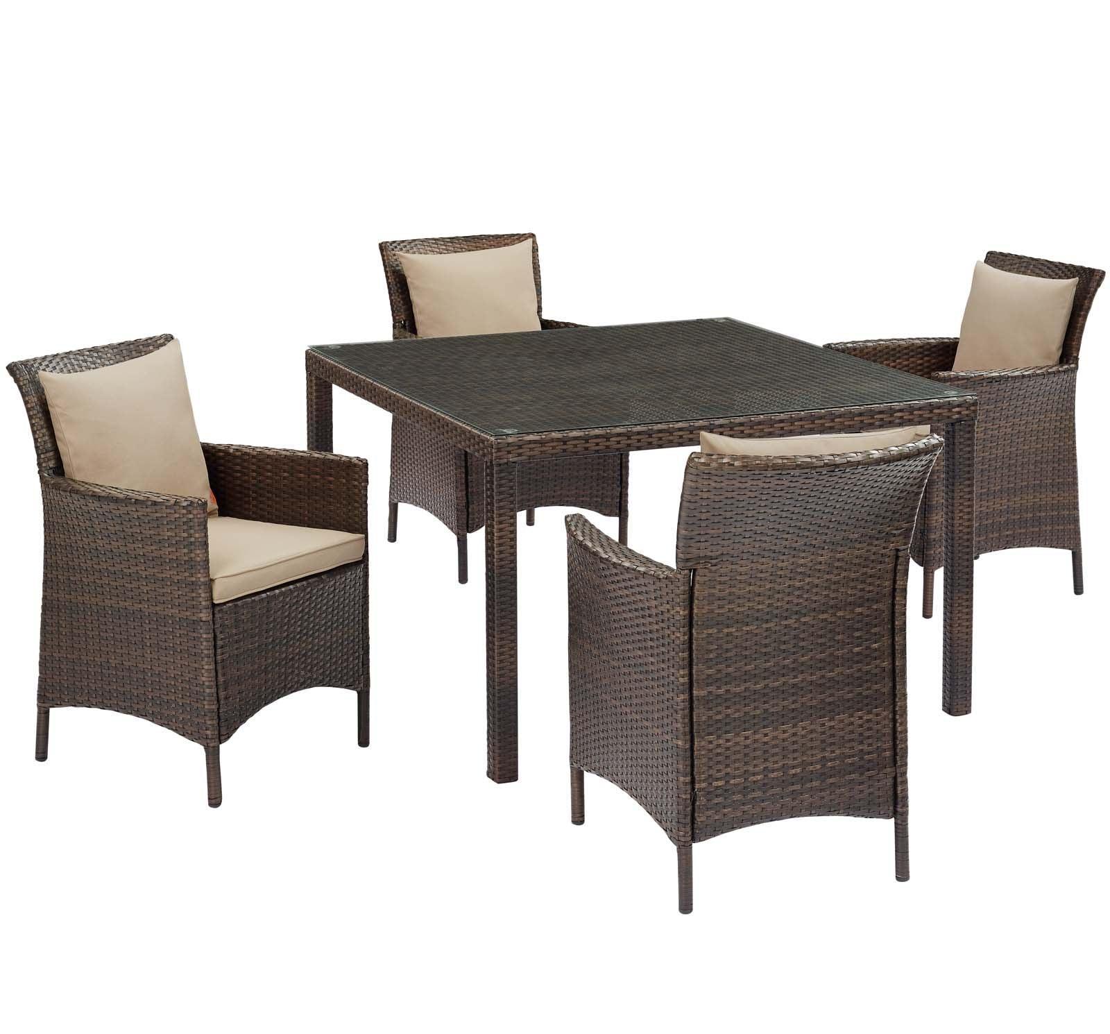Modway Conduit 5 Piece Outdoor Patio Wicker Rattan Set, EEI-3893 FredCo