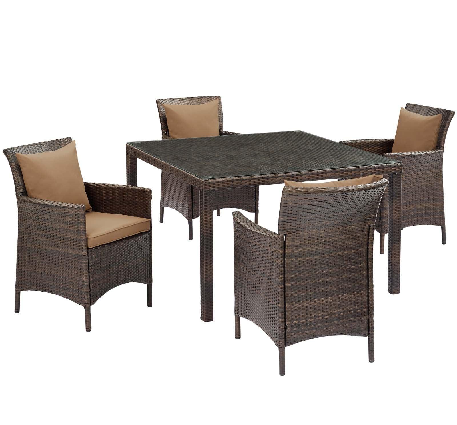 Modway Conduit 5 Piece Outdoor Patio Wicker Rattan Set, EEI-3893 FredCo