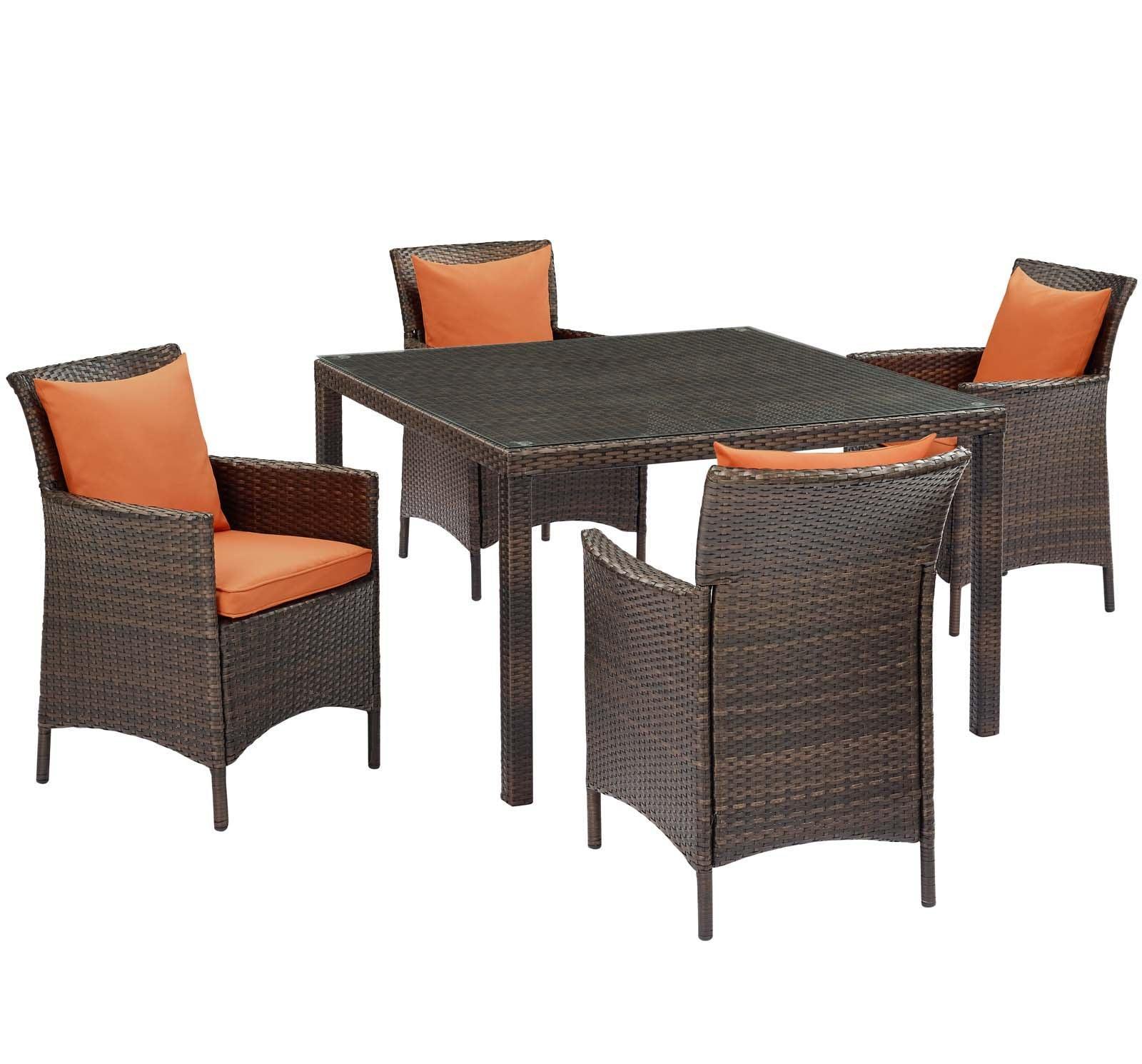 Modway Conduit 5 Piece Outdoor Patio Wicker Rattan Set, EEI-3893 FredCo
