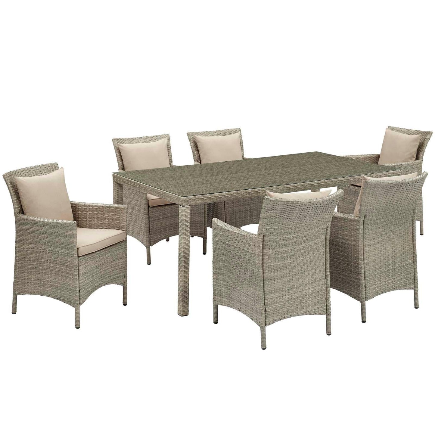 Modway Conduit 7 Piece Outdoor Patio Wicker Rattan Dining Set FredCo
