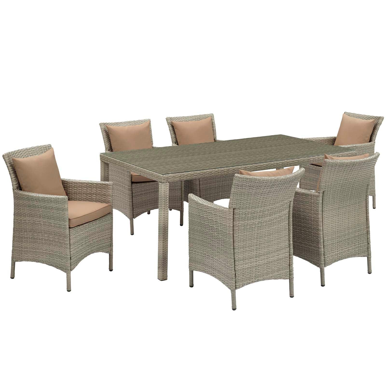 Modway Conduit 7 Piece Outdoor Patio Wicker Rattan Dining Set FredCo