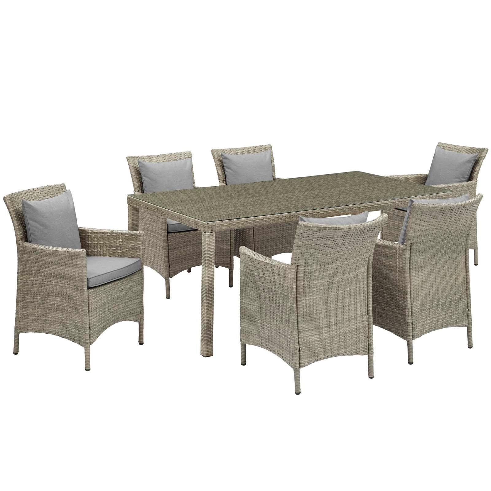 Modway Conduit 7 Piece Outdoor Patio Wicker Rattan Dining Set FredCo