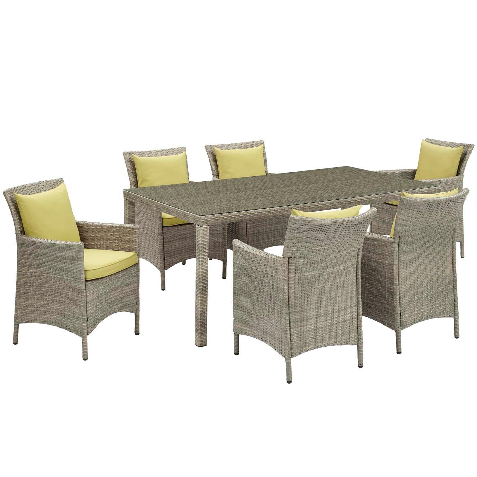 Modway Conduit 7 Piece Outdoor Patio Wicker Rattan Dining Set FredCo