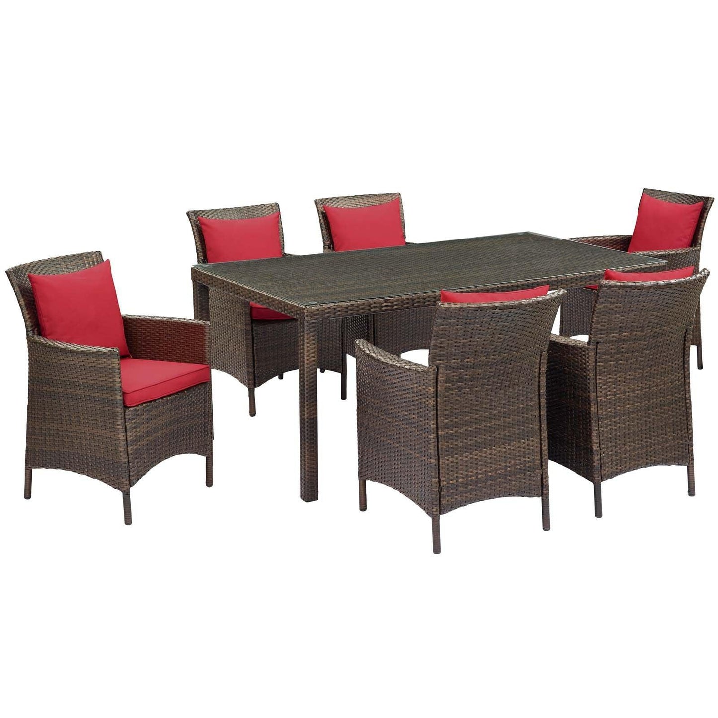 Modway Conduit 7 Piece Outdoor Patio Wicker Rattan Dining Set, EEI-4032 FredCo