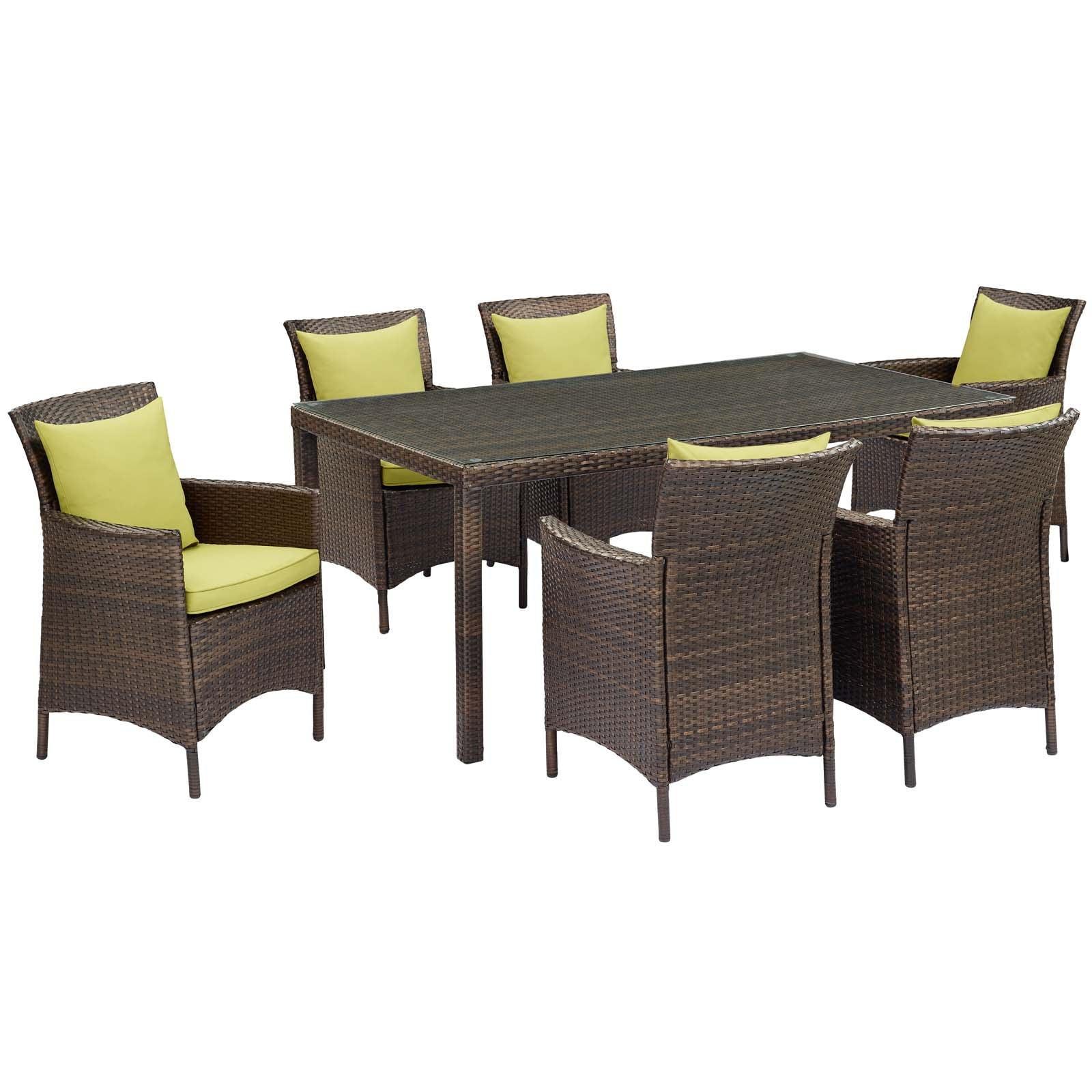 Modway Conduit 7 Piece Outdoor Patio Wicker Rattan Dining Set, EEI-4032 FredCo