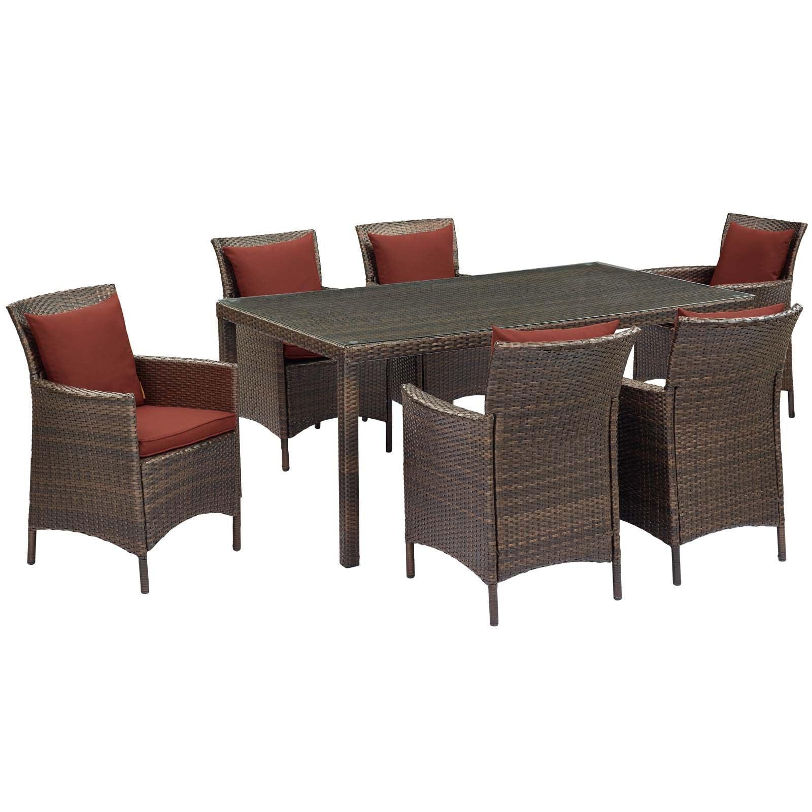 Modway Conduit 7 Piece Outdoor Patio Wicker Rattan Dining Set, EEI-4032 FredCo