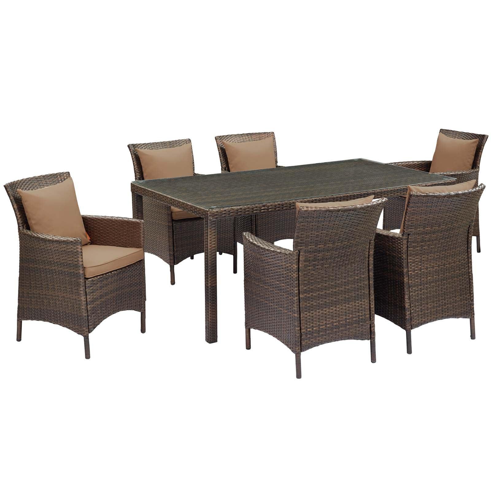 Modway Conduit 7 Piece Outdoor Patio Wicker Rattan Dining Set, EEI-4032 FredCo