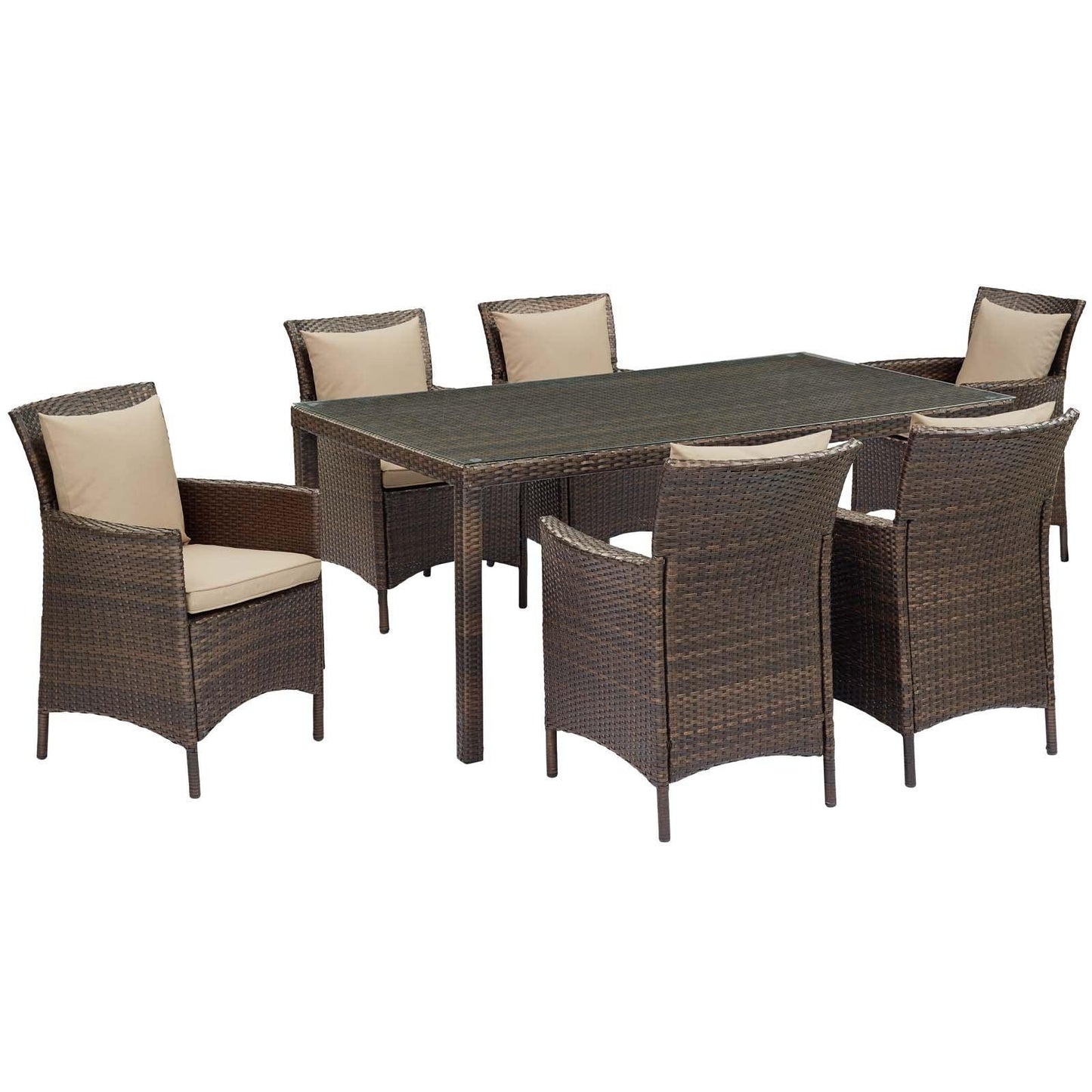 Modway Conduit 7 Piece Outdoor Patio Wicker Rattan Dining Set, EEI-4032 FredCo