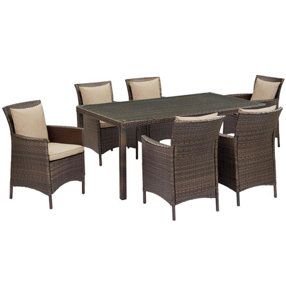 Modway Conduit 7 Piece Outdoor Patio Wicker Rattan Dining Set, EEI-4032 FredCo