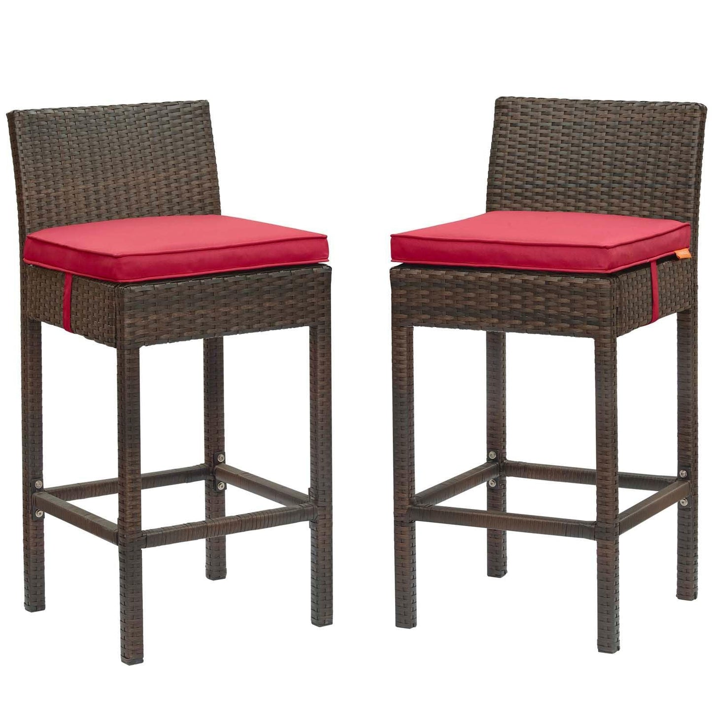 Modway Conduit Bar Stool Outdoor Patio Wicker Rattan Set of 2 FredCo