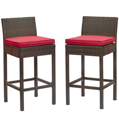 Modway Conduit Bar Stool Outdoor Patio Wicker Rattan Set of 2 FredCo