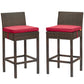 Modway Conduit Bar Stool Outdoor Patio Wicker Rattan Set of 2 FredCo