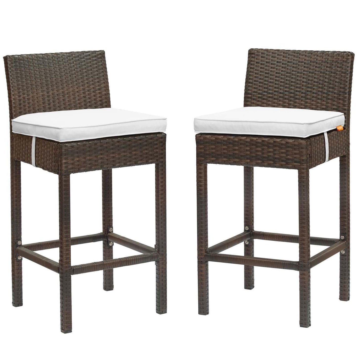 Modway Conduit Bar Stool Outdoor Patio Wicker Rattan Set of 2 FredCo