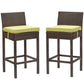 Modway Conduit Bar Stool Outdoor Patio Wicker Rattan Set of 2 FredCo