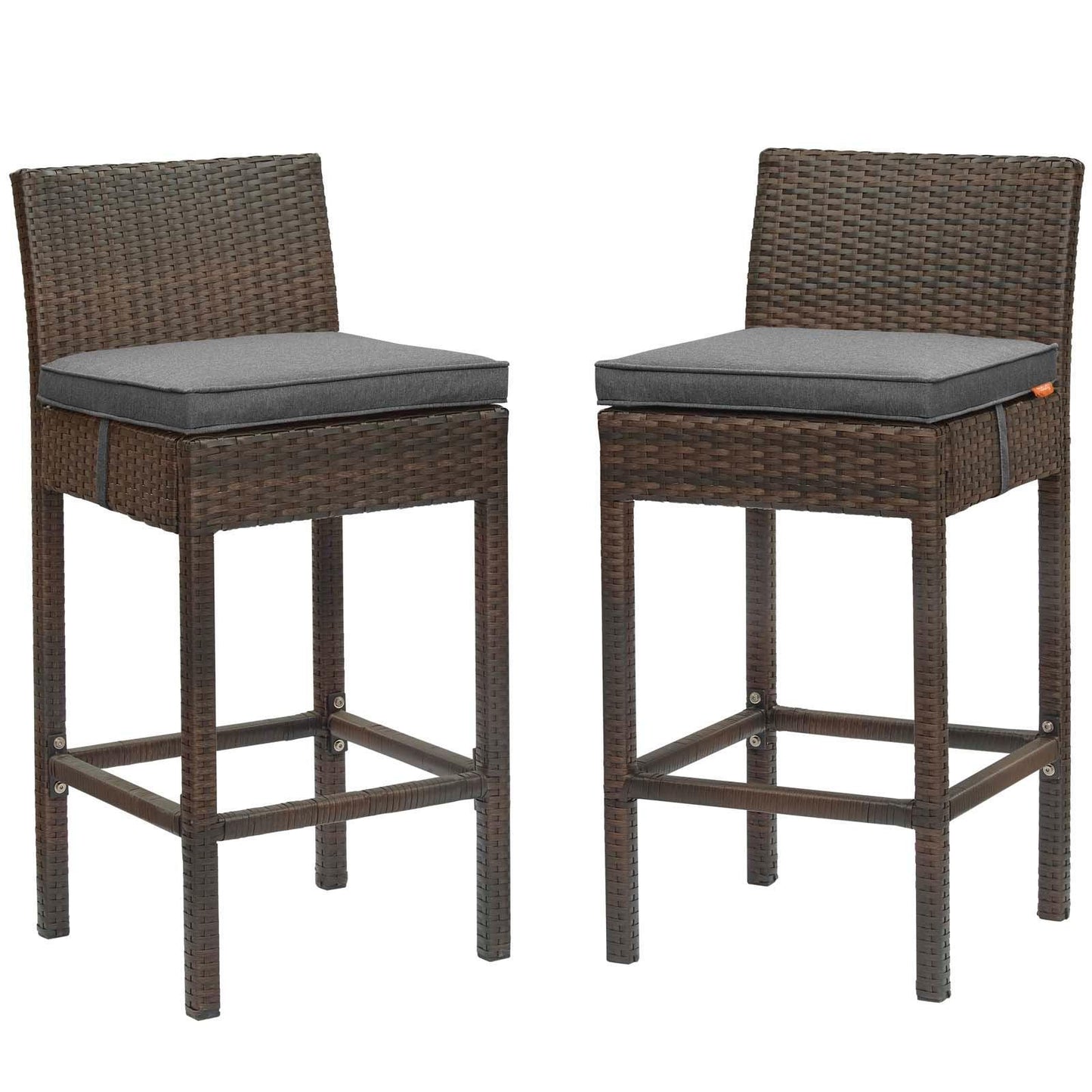 Modway Conduit Bar Stool Outdoor Patio Wicker Rattan Set of 2 FredCo