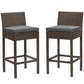 Modway Conduit Bar Stool Outdoor Patio Wicker Rattan Set of 2 FredCo