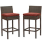 Modway Conduit Bar Stool Outdoor Patio Wicker Rattan Set of 2 FredCo