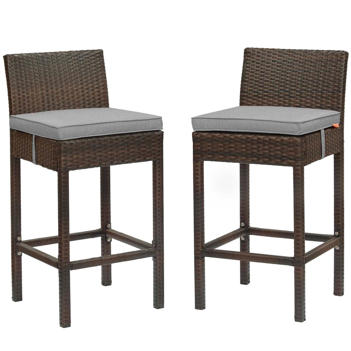Modway Conduit Bar Stool Outdoor Patio Wicker Rattan Set of 2 FredCo