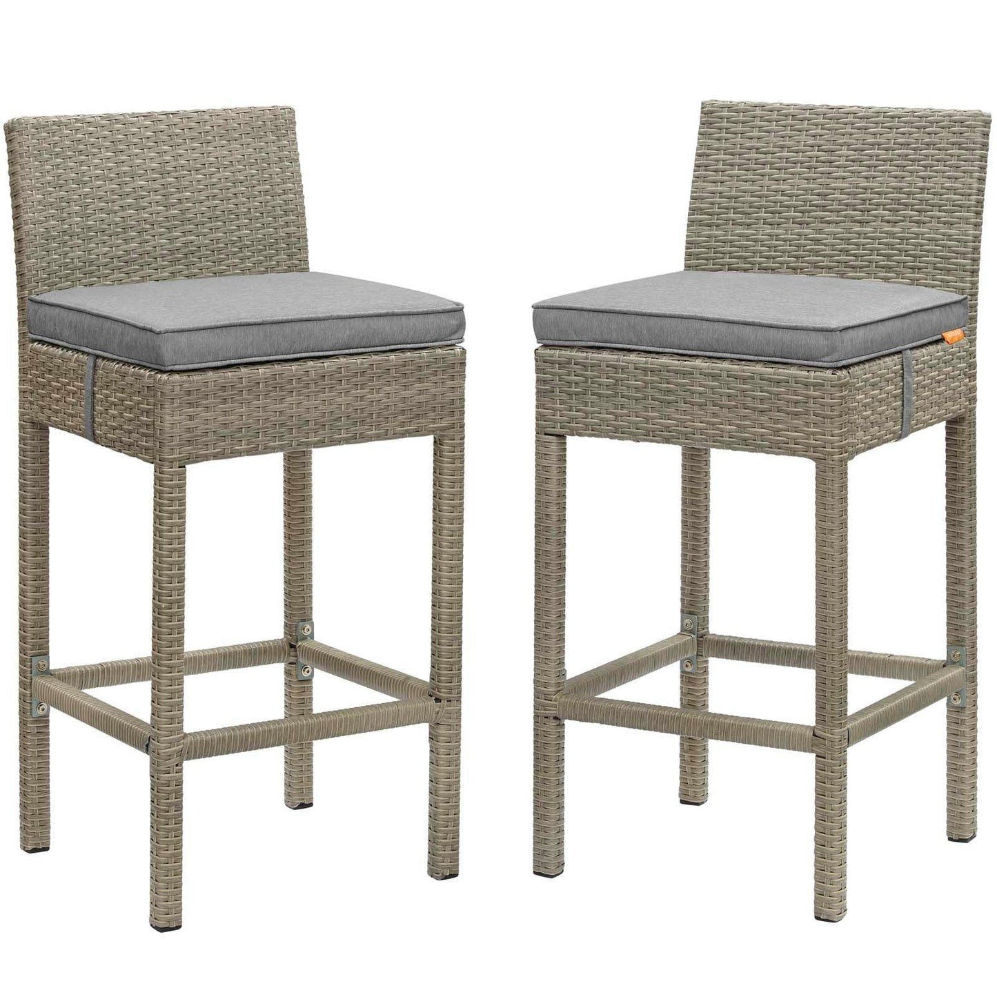 Modway Conduit Bar Stool Outdoor Patio Wicker Rattan Set of 2, EEI-3604 FredCo