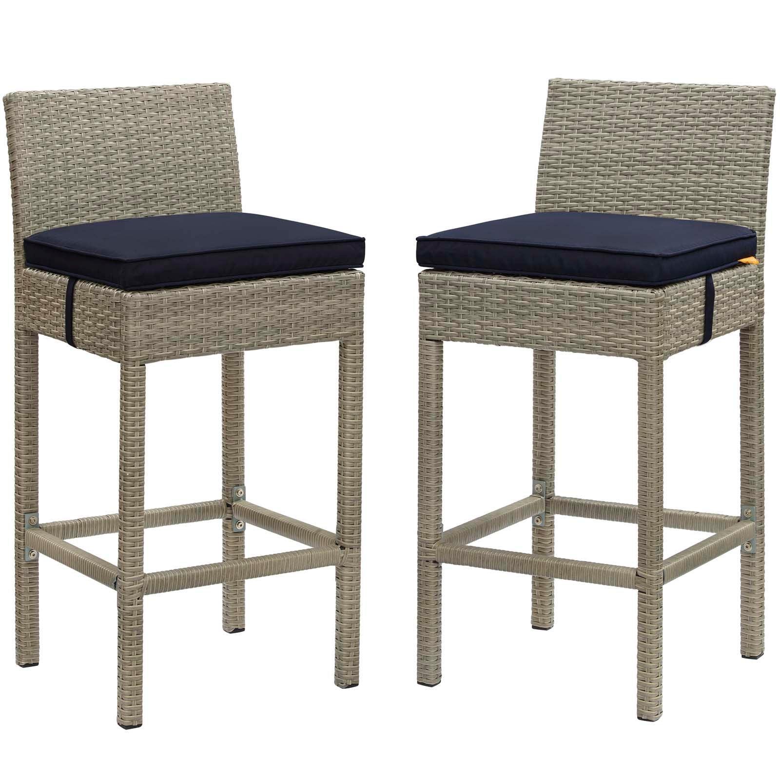 Modway Conduit Bar Stool Outdoor Patio Wicker Rattan Set of 2, EEI-3604 FredCo