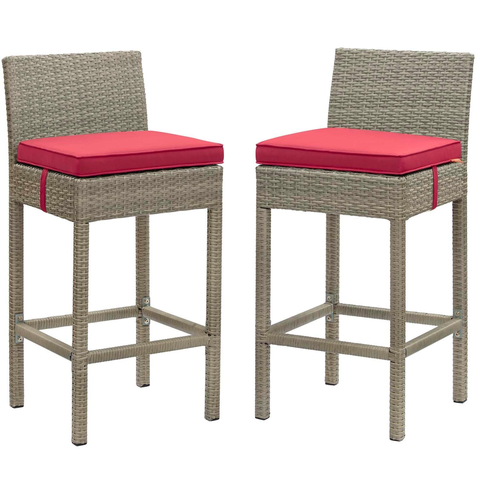 Modway Conduit Bar Stool Outdoor Patio Wicker Rattan Set of 2, EEI-3604 FredCo