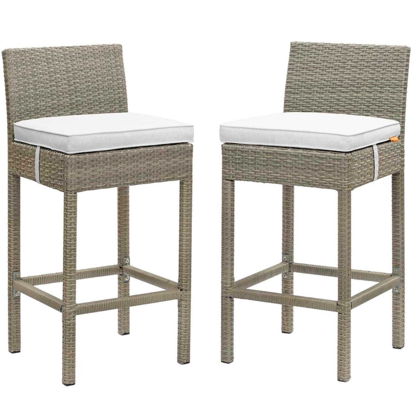 Modway Conduit Bar Stool Outdoor Patio Wicker Rattan Set of 2, EEI-3604 FredCo