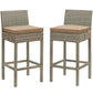 Modway Conduit Bar Stool Outdoor Patio Wicker Rattan Set of 2, EEI-3604 FredCo