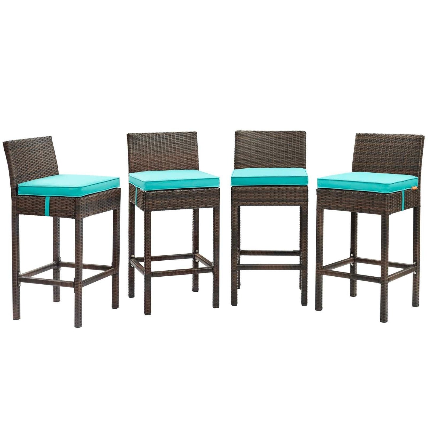 Modway Conduit Bar Stool Outdoor Patio Wicker Rattan Set of 4 FredCo