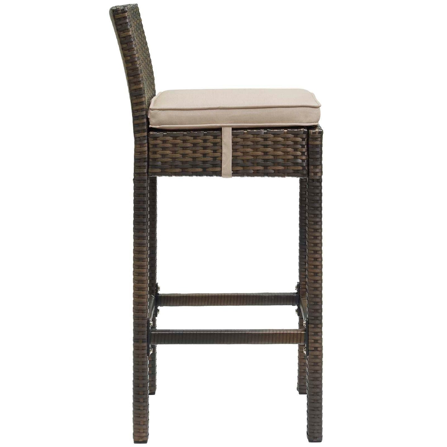 Modway Conduit Bar Stool Outdoor Patio Wicker Rattan Set of 4 FredCo