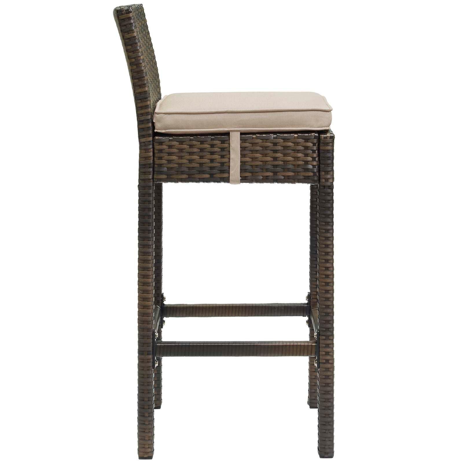 Modway Conduit Bar Stool Outdoor Patio Wicker Rattan Set of 4 FredCo