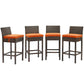 Modway Conduit Bar Stool Outdoor Patio Wicker Rattan Set of 4 FredCo