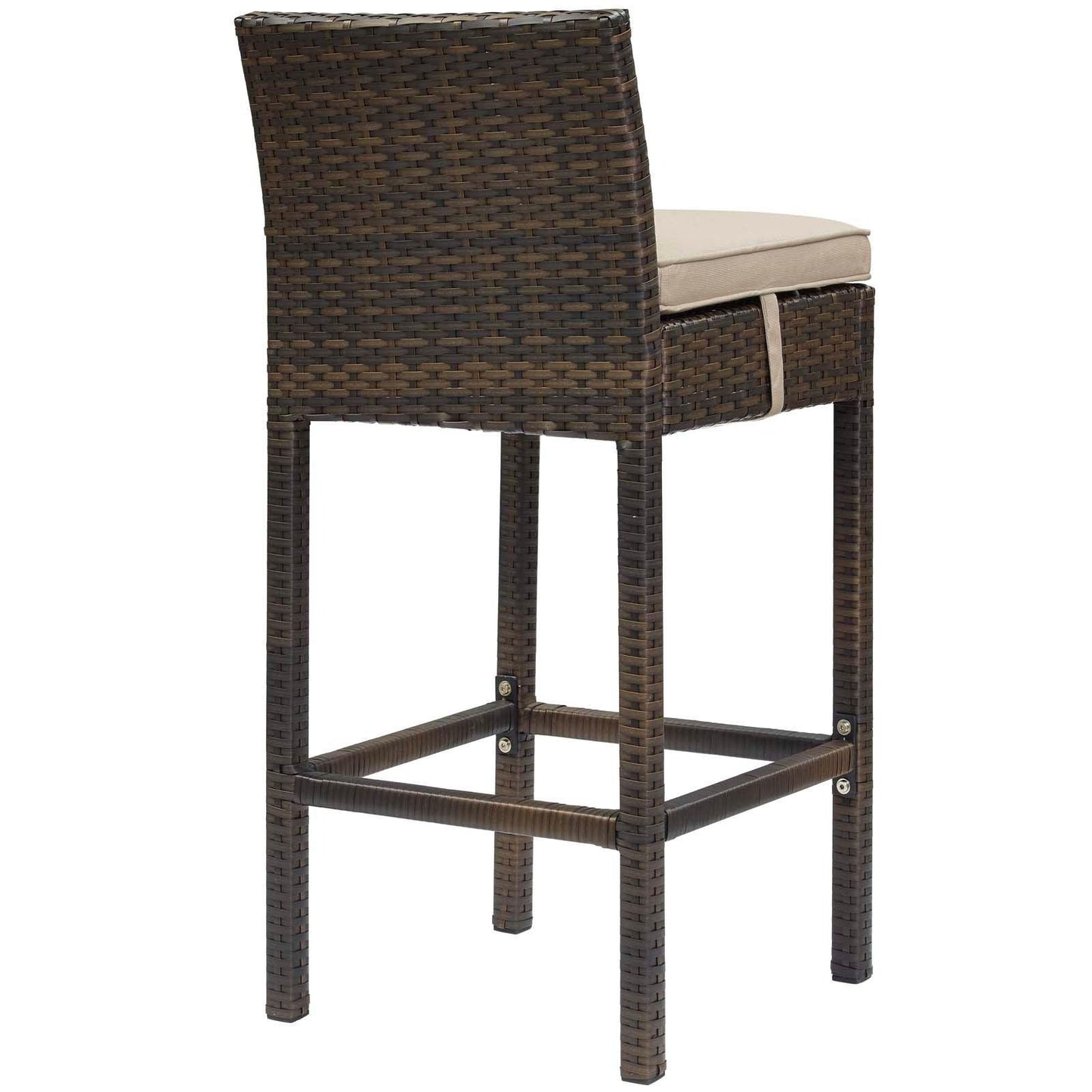 Modway Conduit Bar Stool Outdoor Patio Wicker Rattan Set of 4 FredCo