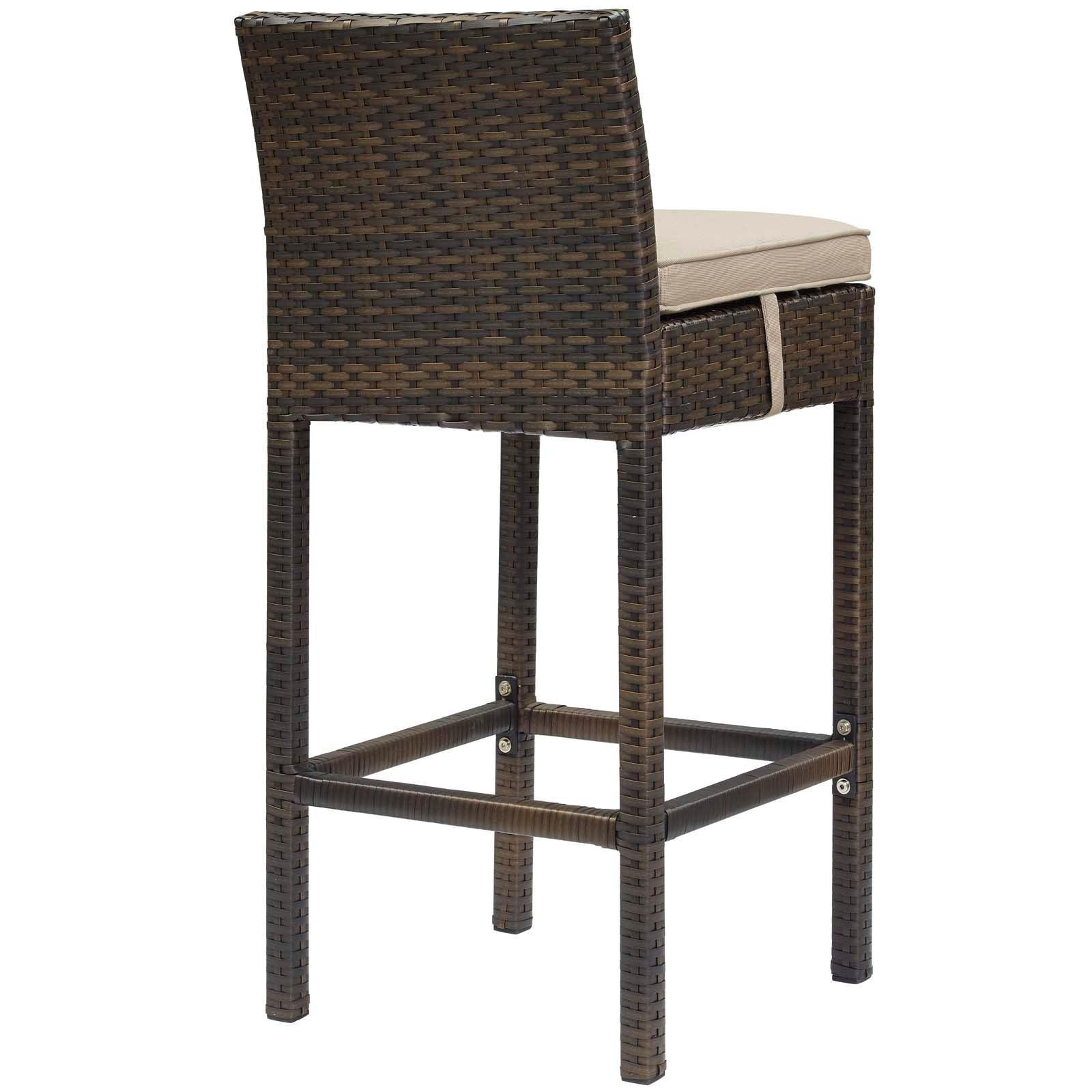 Modway Conduit Bar Stool Outdoor Patio Wicker Rattan Set of 4 FredCo