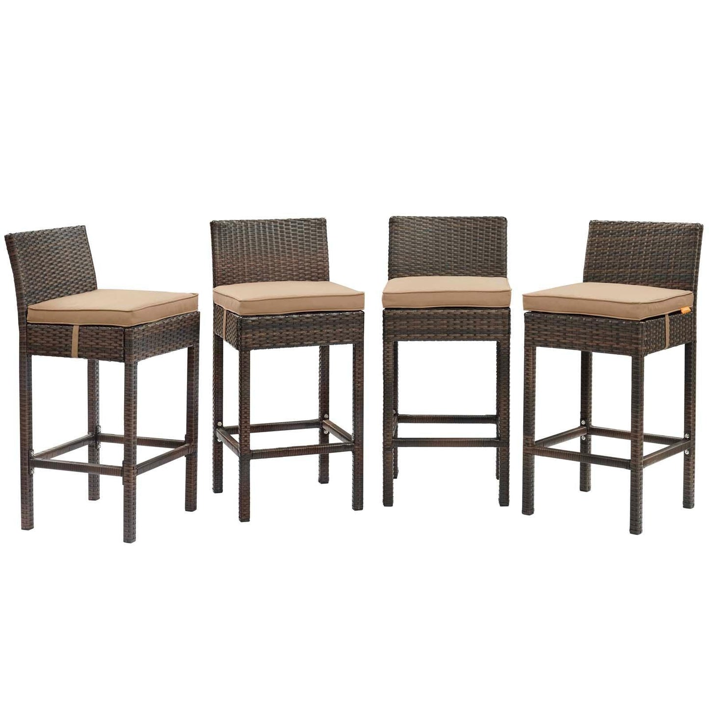 Modway Conduit Bar Stool Outdoor Patio Wicker Rattan Set of 4 FredCo