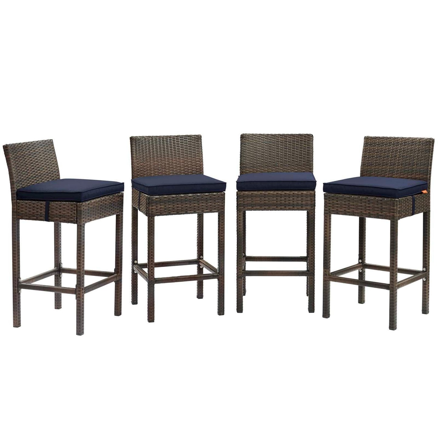 Modway Conduit Bar Stool Outdoor Patio Wicker Rattan Set of 4 FredCo