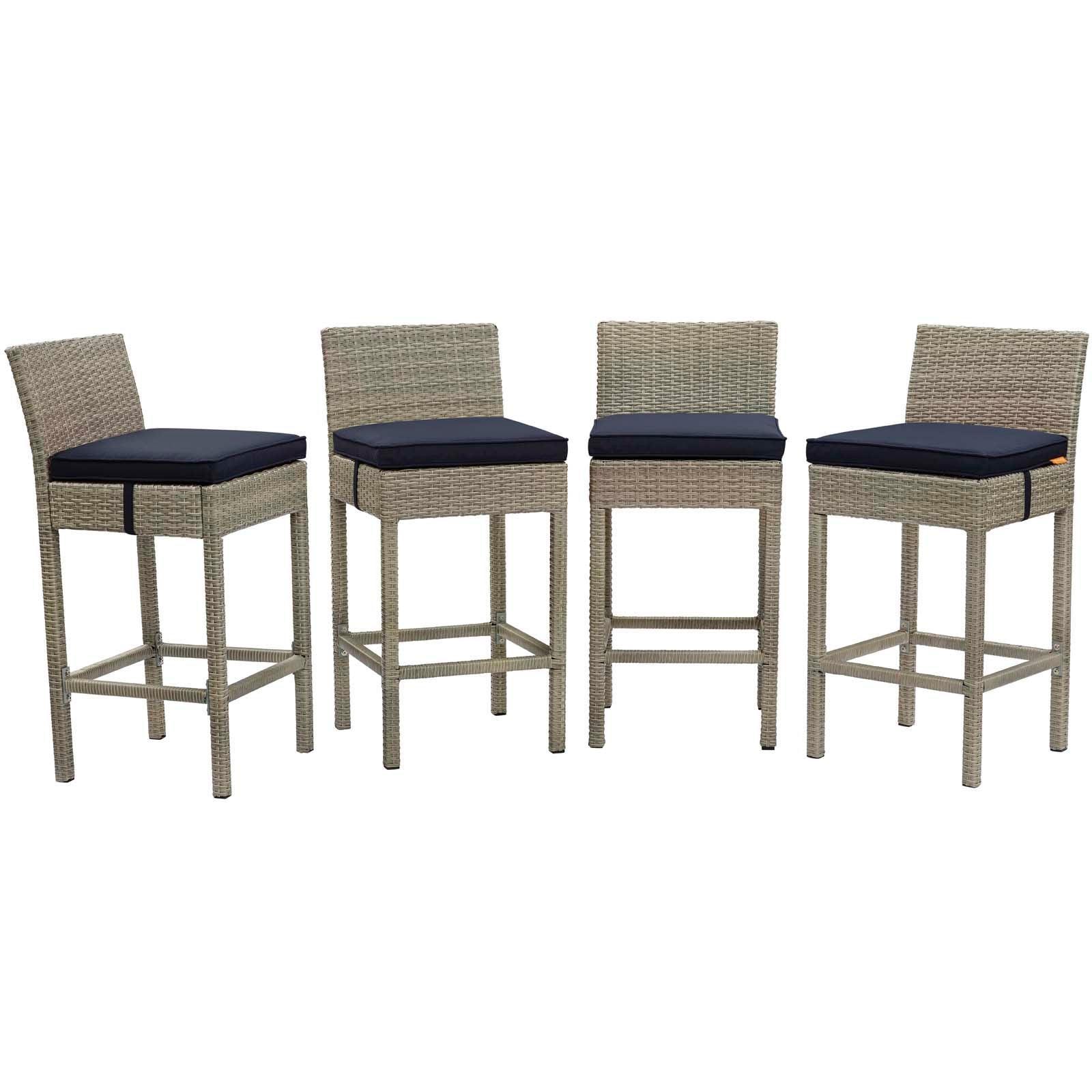 Modway Conduit Bar Stool Outdoor Patio Wicker Rattan Set of 4, EEI-3602 FredCo
