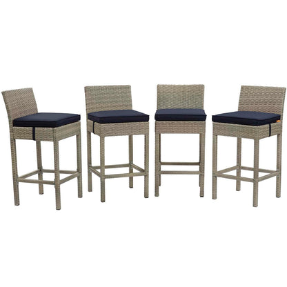 Modway Conduit Bar Stool Outdoor Patio Wicker Rattan Set of 4, EEI-3602 FredCo