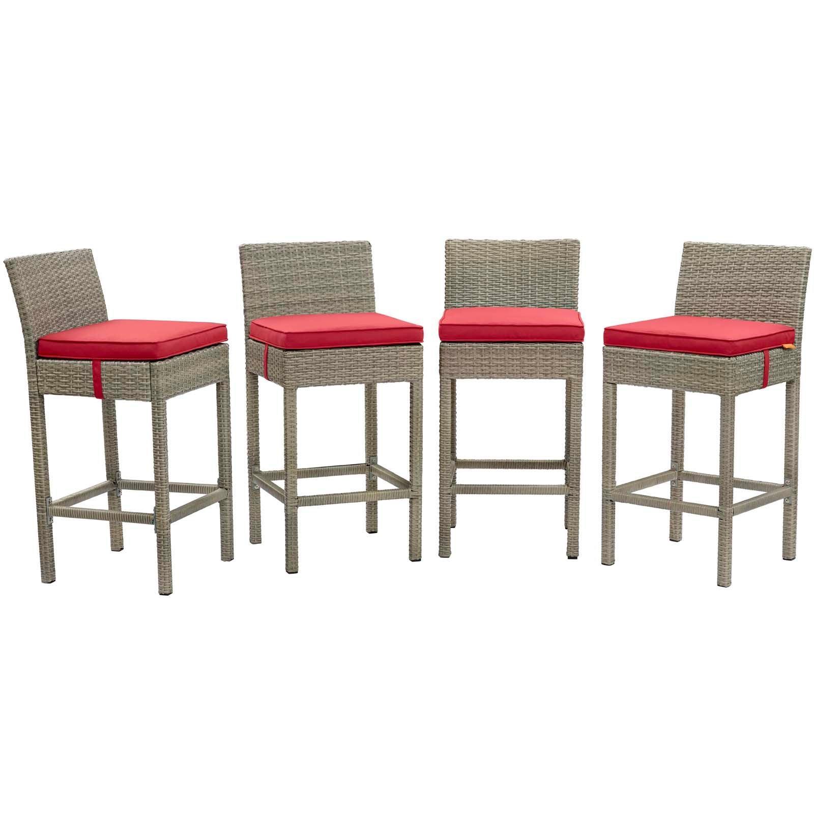 Modway Conduit Bar Stool Outdoor Patio Wicker Rattan Set of 4, EEI-3602 FredCo