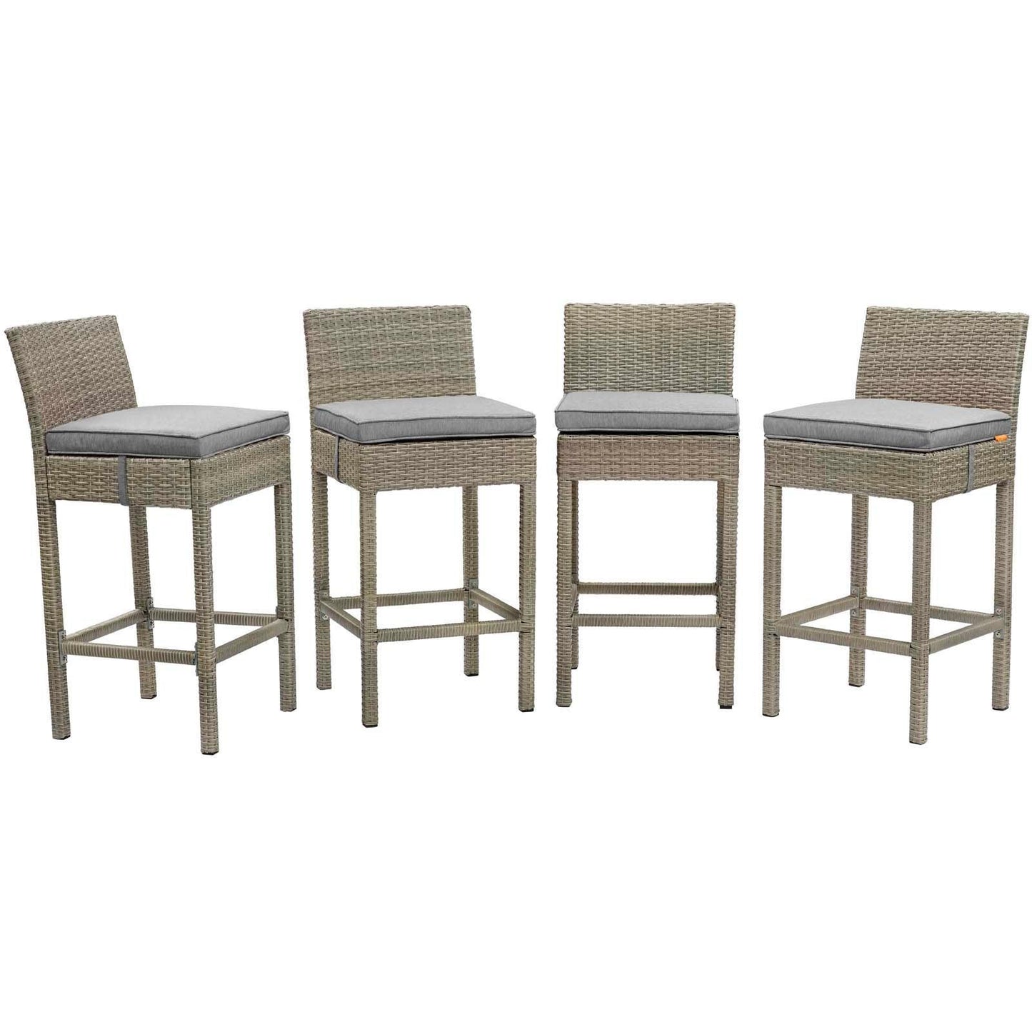 Modway Conduit Bar Stool Outdoor Patio Wicker Rattan Set of 4, EEI-3602 FredCo