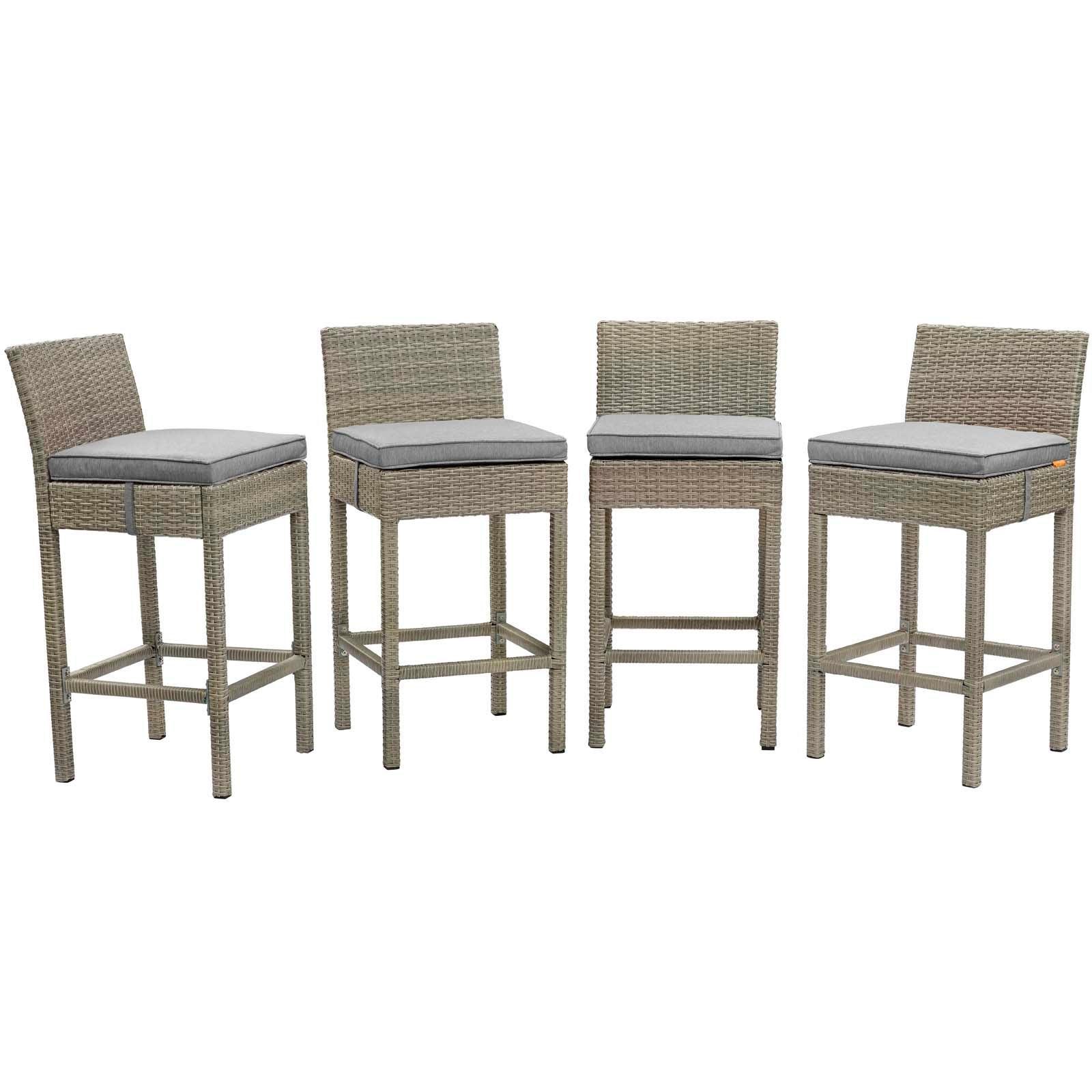Modway Conduit Bar Stool Outdoor Patio Wicker Rattan Set of 4, EEI-3602 FredCo