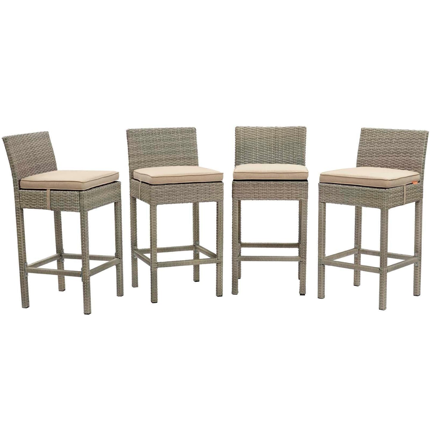 Modway Conduit Bar Stool Outdoor Patio Wicker Rattan Set of 4, EEI-3602 FredCo