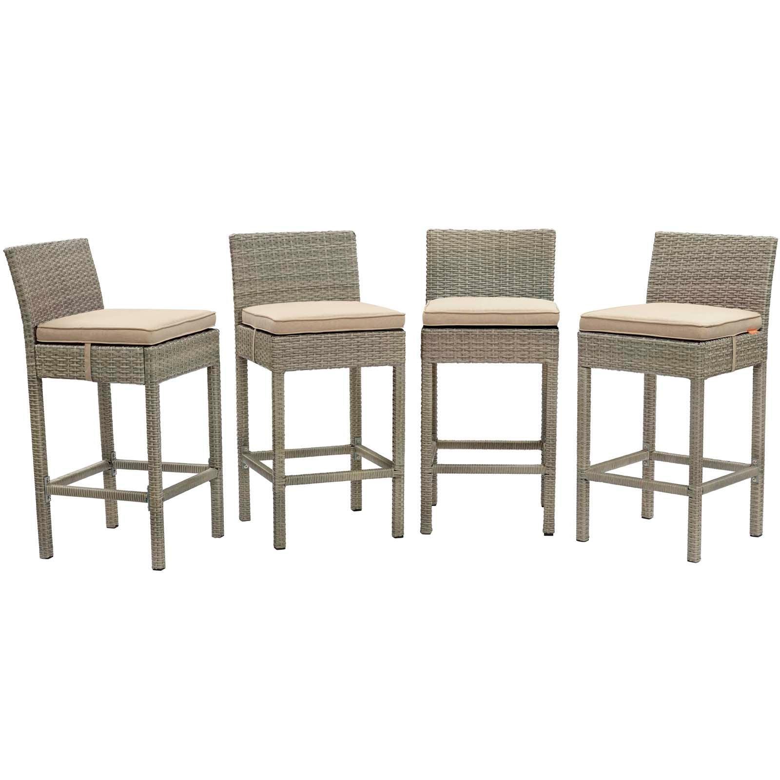 Modway Conduit Bar Stool Outdoor Patio Wicker Rattan Set of 4, EEI-3602 FredCo