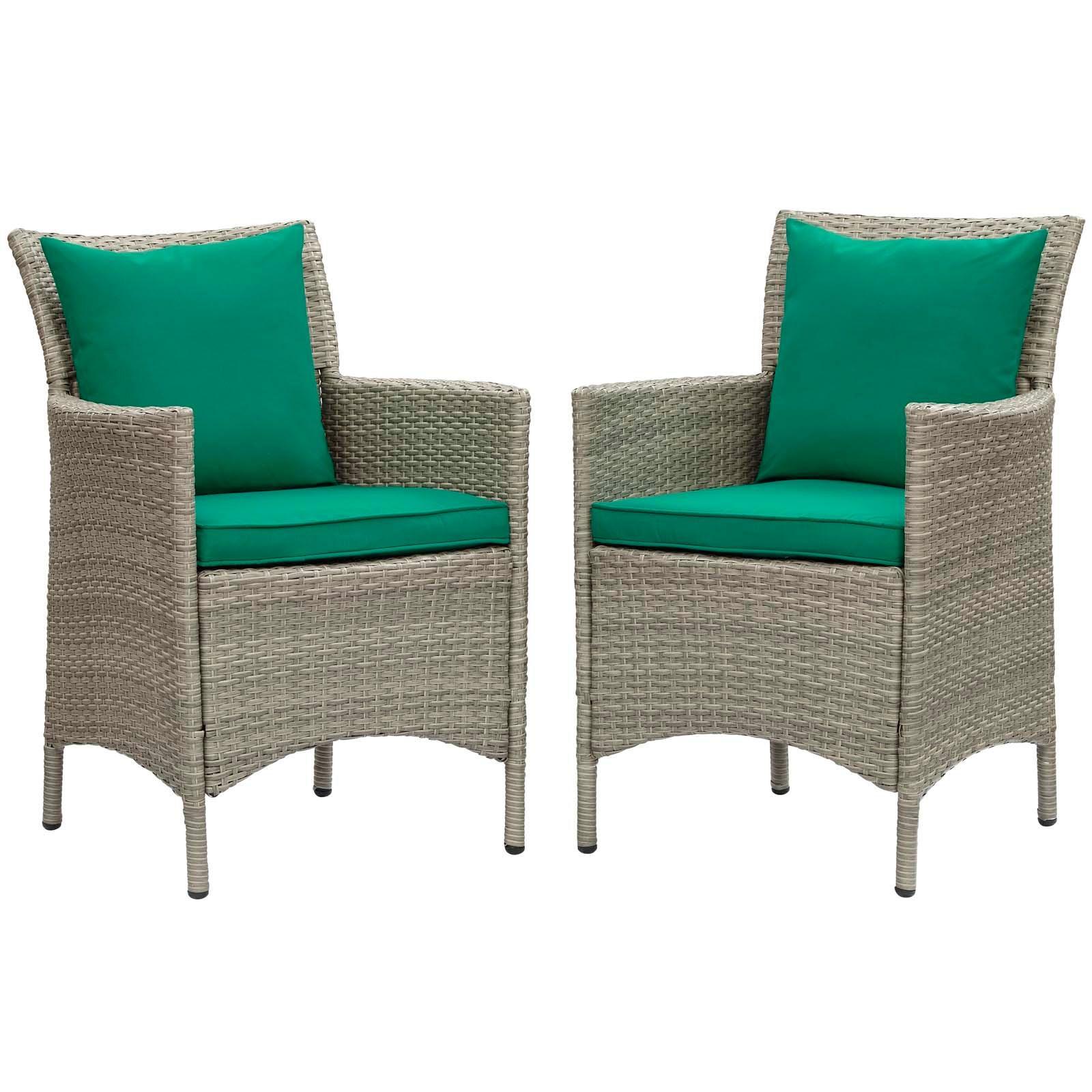 Modway Conduit Outdoor Patio Wicker Rattan Dining Armchair Set of 2 FredCo