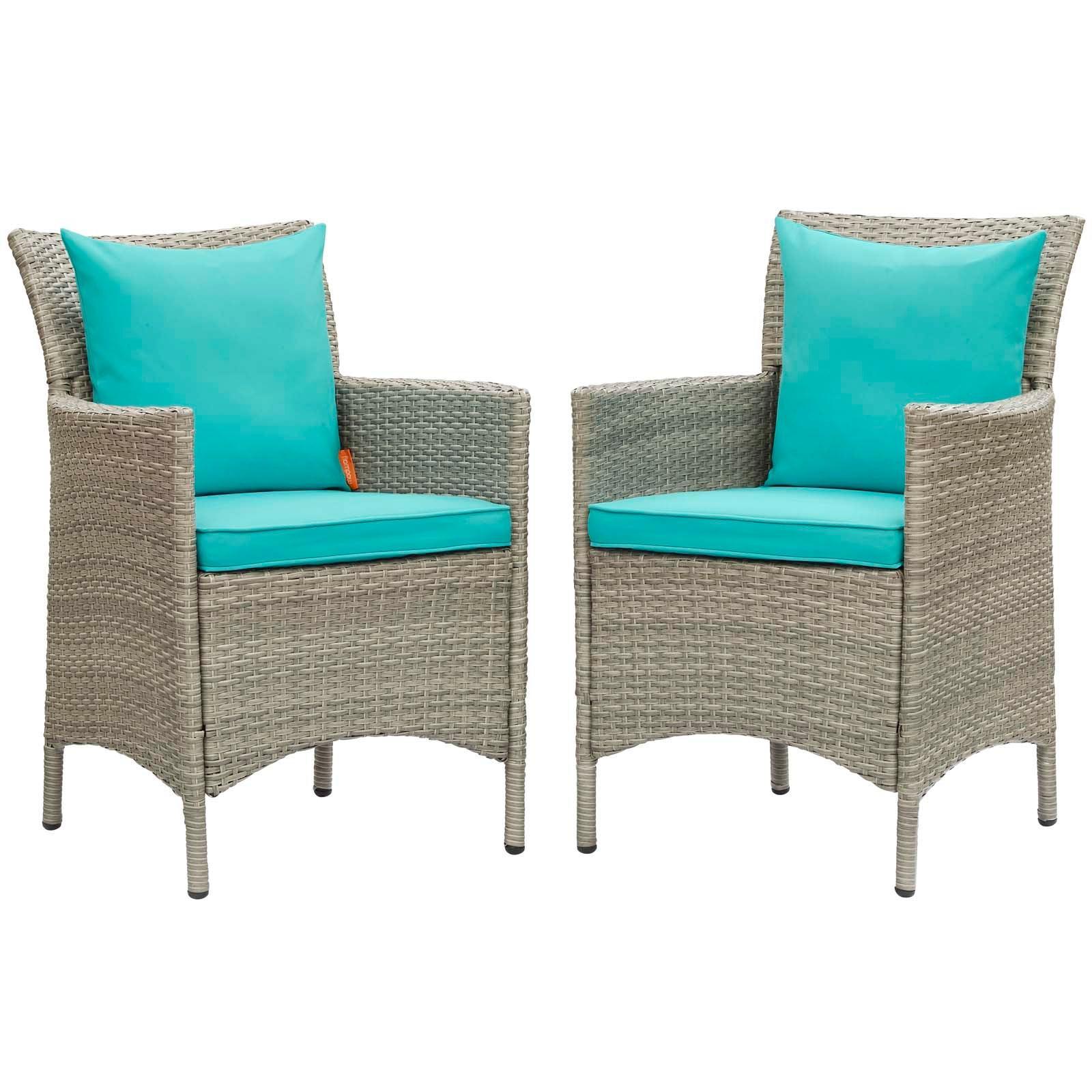 Modway Conduit Outdoor Patio Wicker Rattan Dining Armchair Set of 2 FredCo