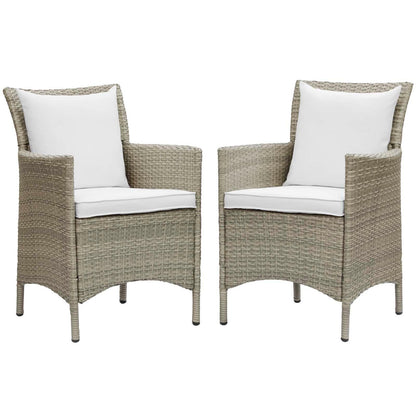 Modway Conduit Outdoor Patio Wicker Rattan Dining Armchair Set of 2 FredCo