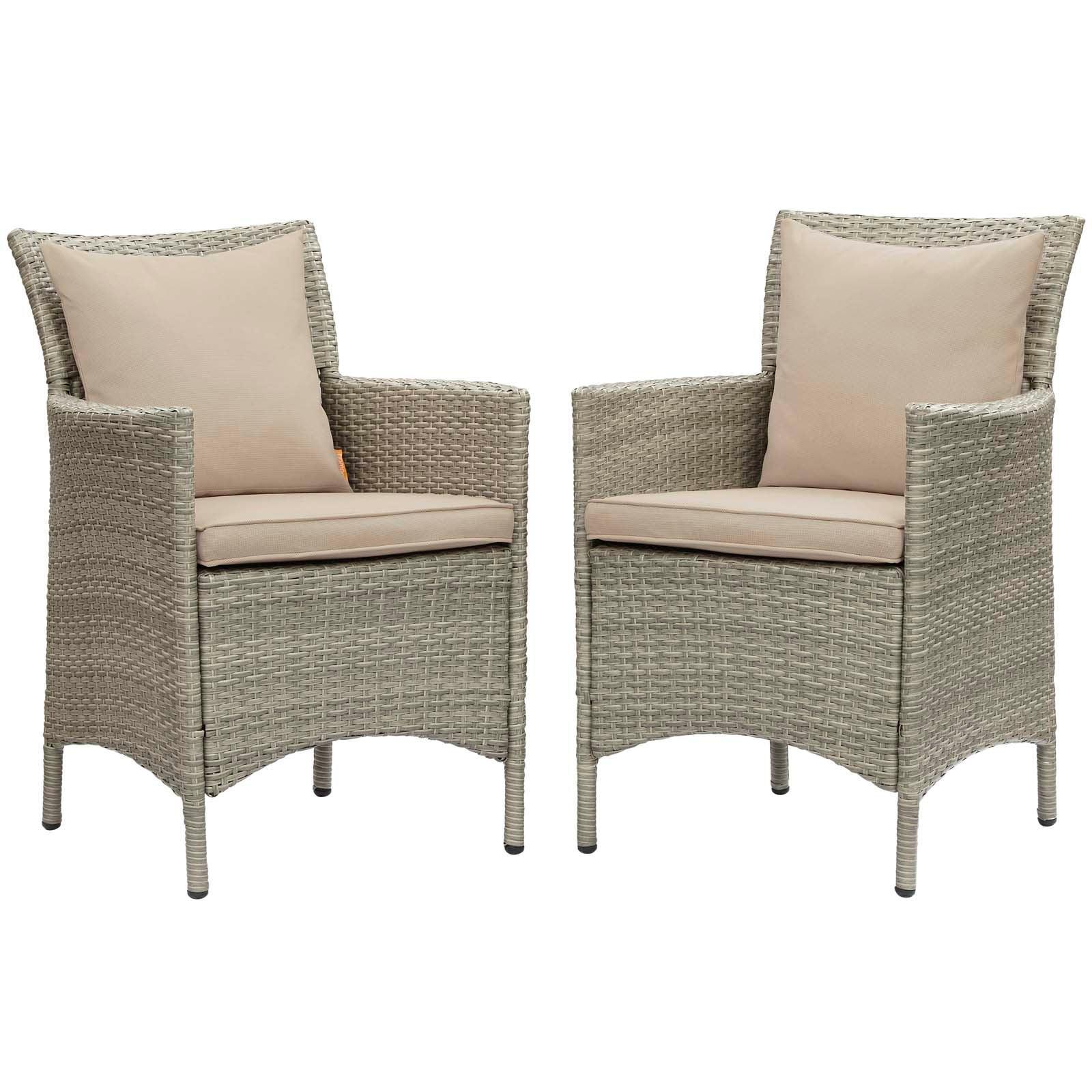 Modway Conduit Outdoor Patio Wicker Rattan Dining Armchair Set of 2 FredCo