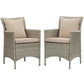 Modway Conduit Outdoor Patio Wicker Rattan Dining Armchair Set of 2 FredCo